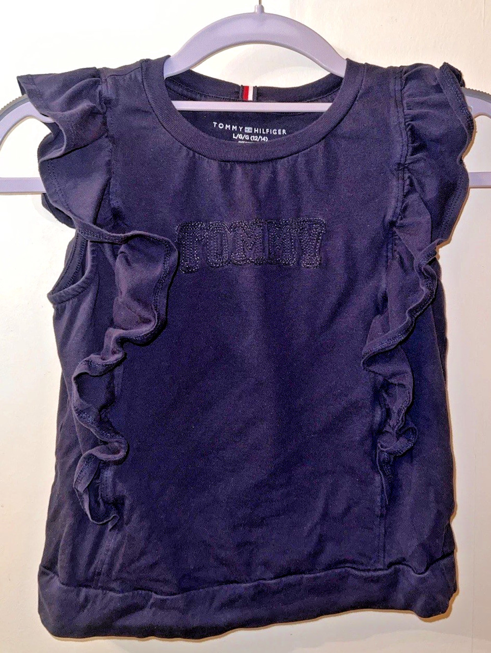 Girls Big Kids Tommy Hilfiger Ruffled T-Shirt Size Large (12/14)